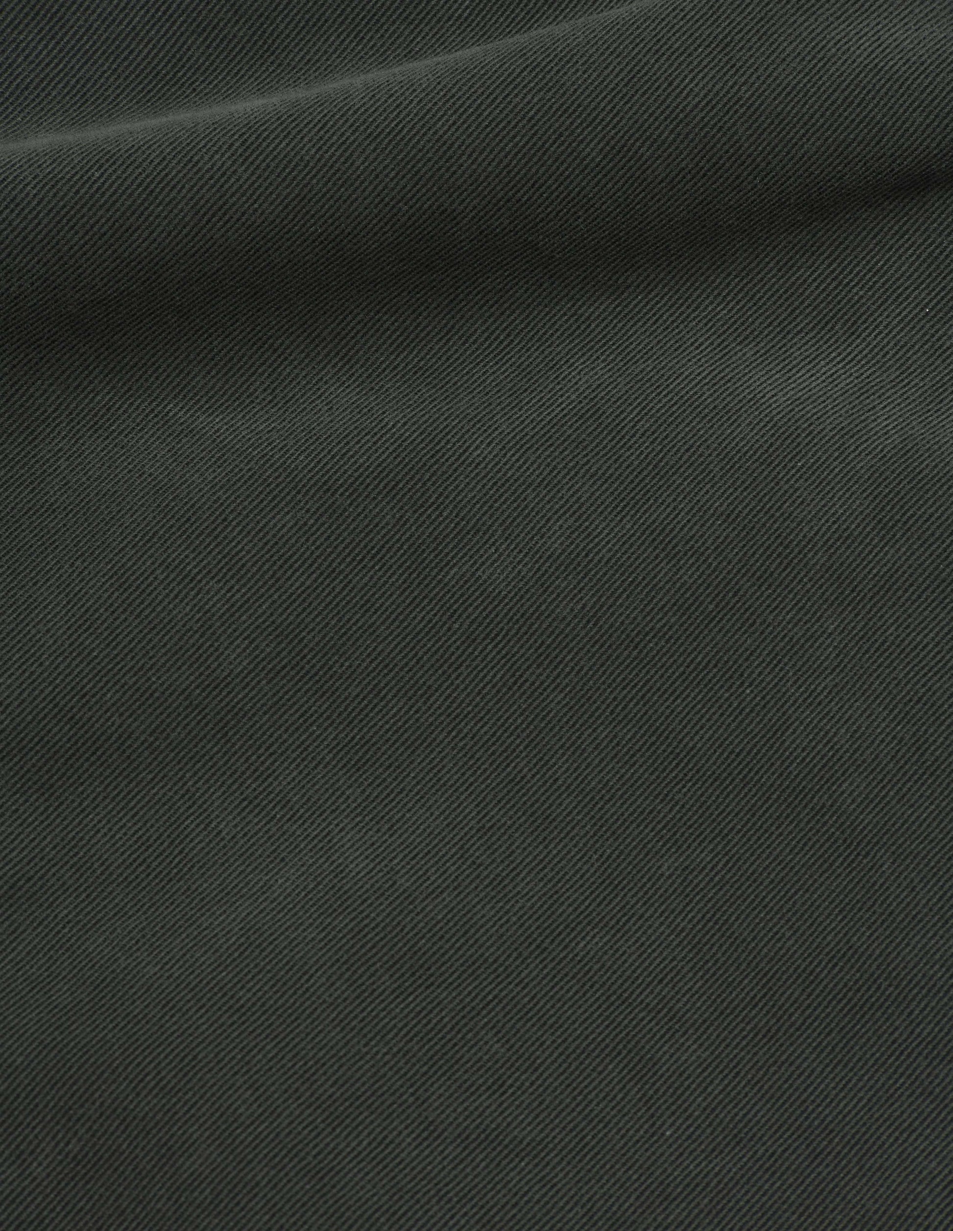 Dark green yarn dye cotton drill double pleat skirt, fabric swatch.