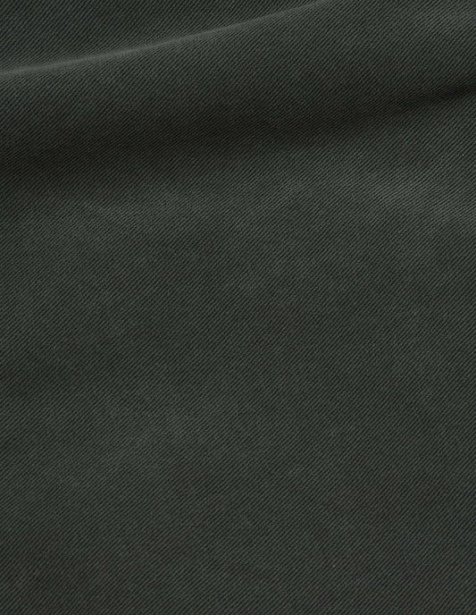 Dark green yarn dye cotton drill double pleat skirt, fabric swatch.