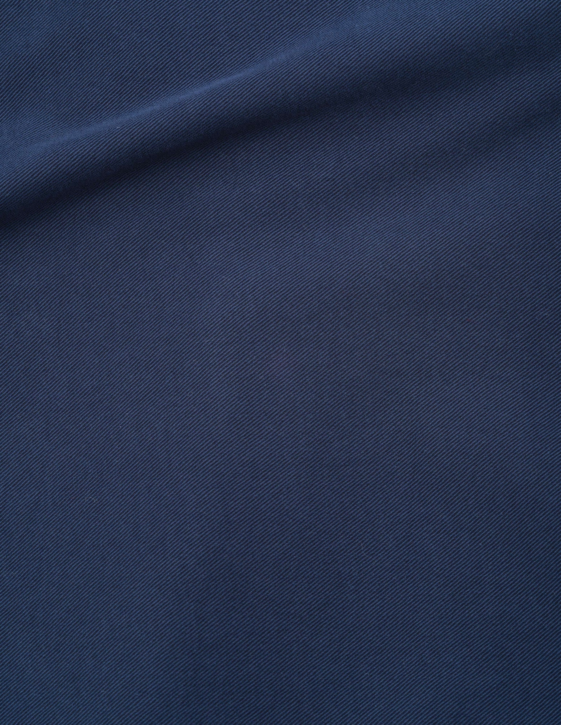 Dark blue yarn dye cotton drill double pleat skirt, fabric swatch.