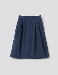 MHL. DOUBLE PLEAT SKIRT | YARN DYE COTTON DRILL | INDIGO BLUE