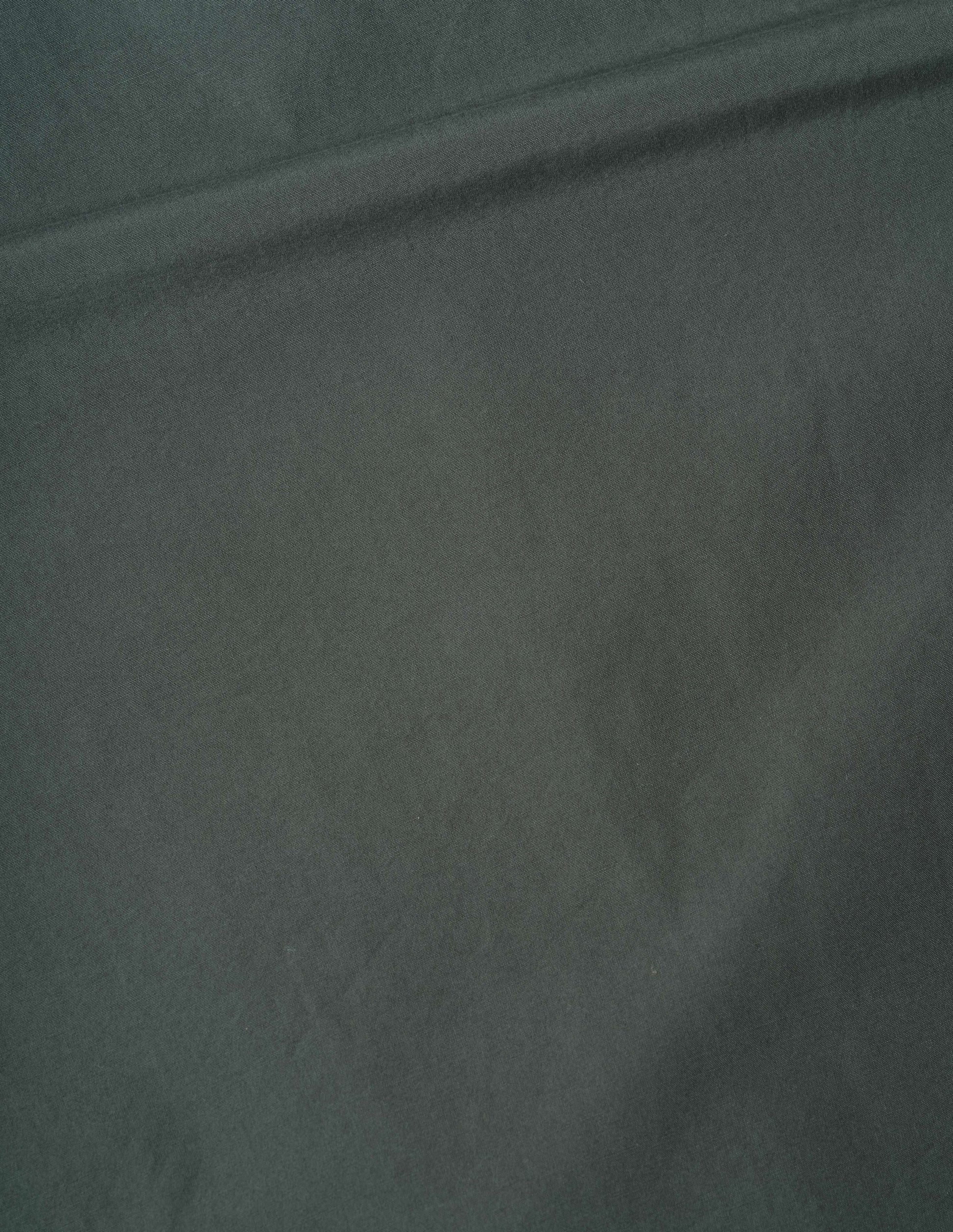 Greyish green cotton shirt with a half placket, fabric swatch.