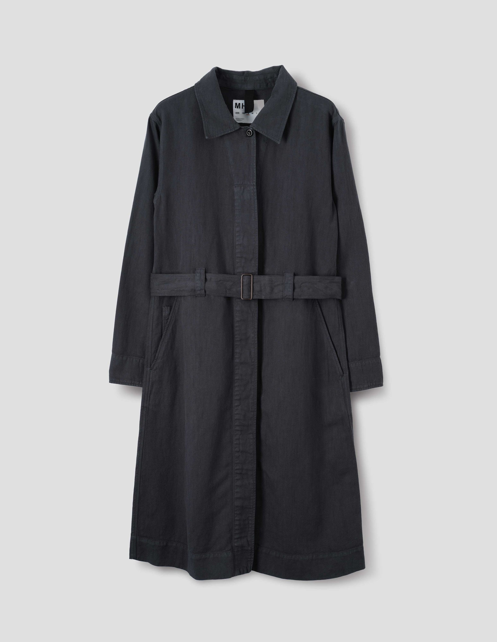Navy cotton linen twill Overall Dress