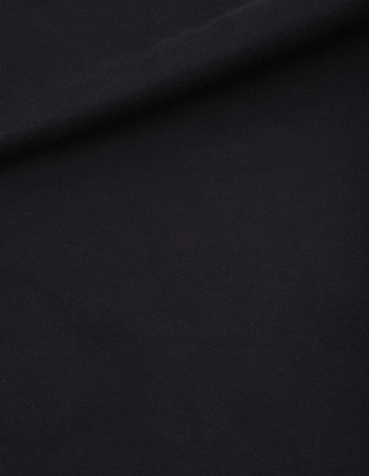 Black cotton trousers, fabric swatch.