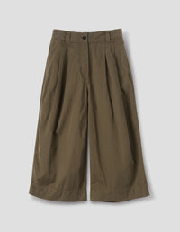 MHL. PLEATED CULOTTES | SOFT DENSE COTTON | KHAKI