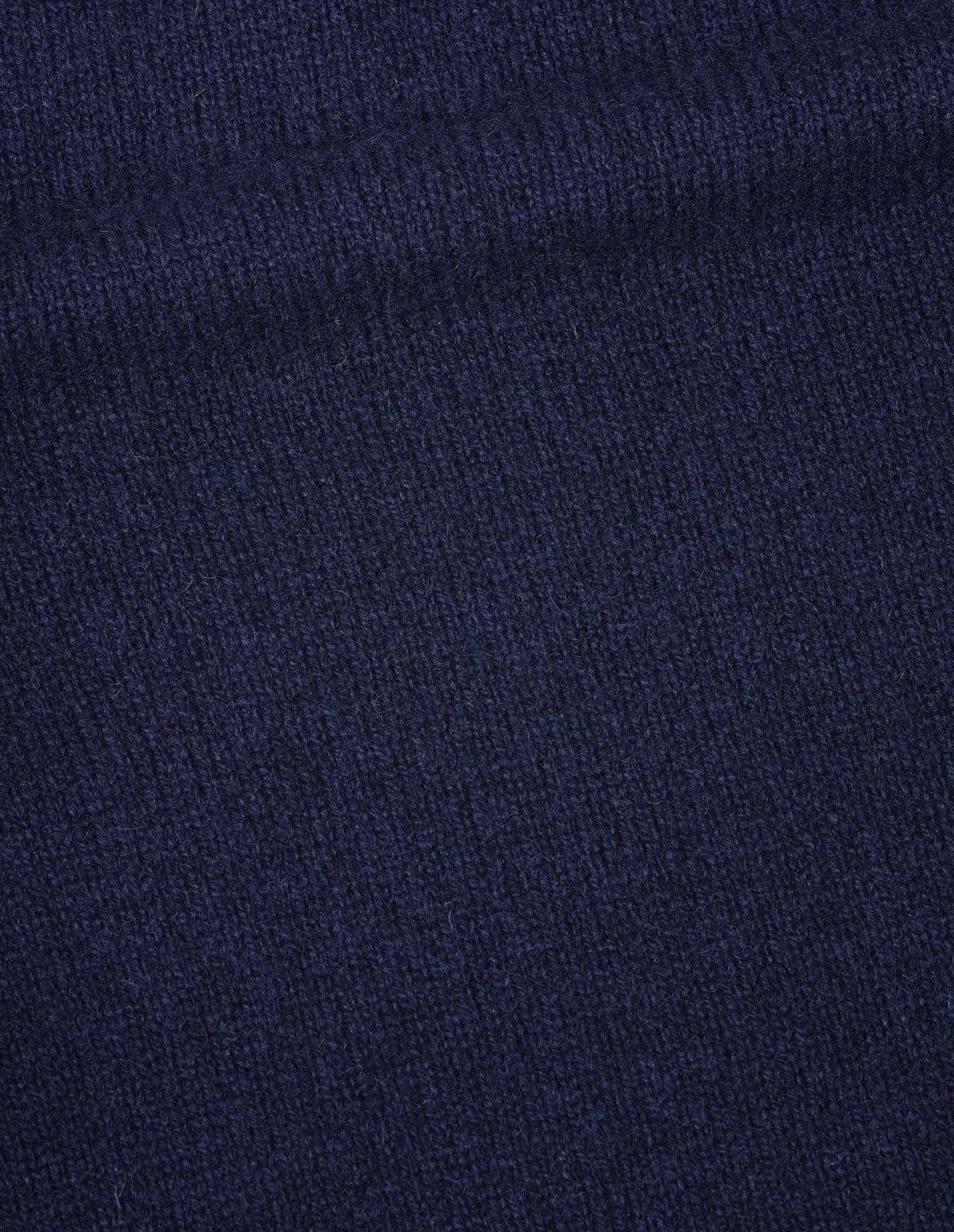 Dark blue midweight wool crew neck sweater, fabric swatch.