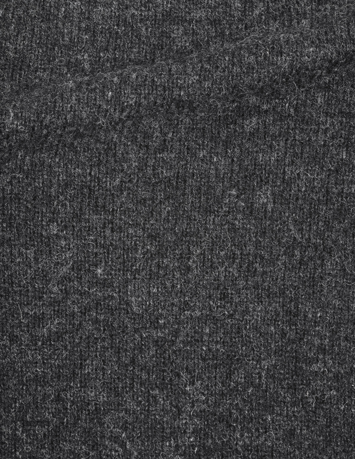 Dark grey wool crew neck jumper, fabric swatch.