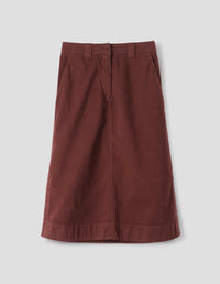 MHL. SIDE VENT SKIRT | IRREGULAR SPUN COTTON | BERRY