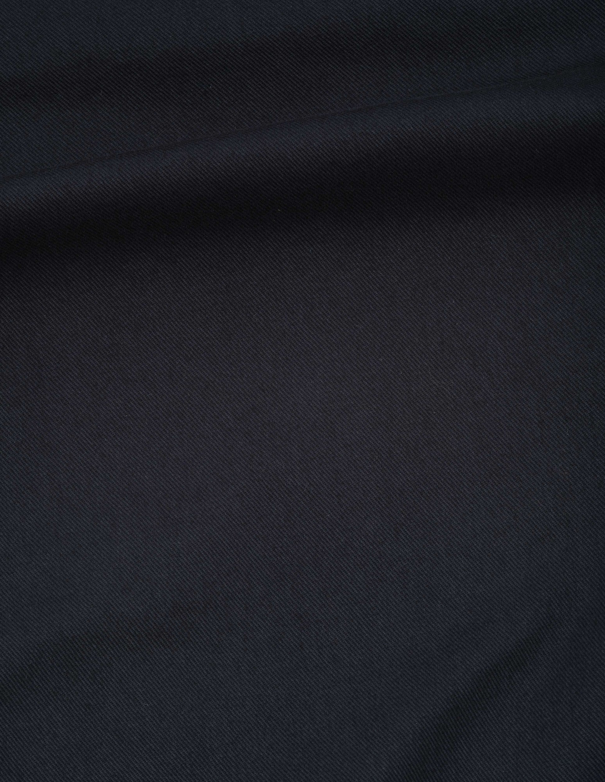 Dark blue soft cotton drill simple pleat trouser, fabric swatch.