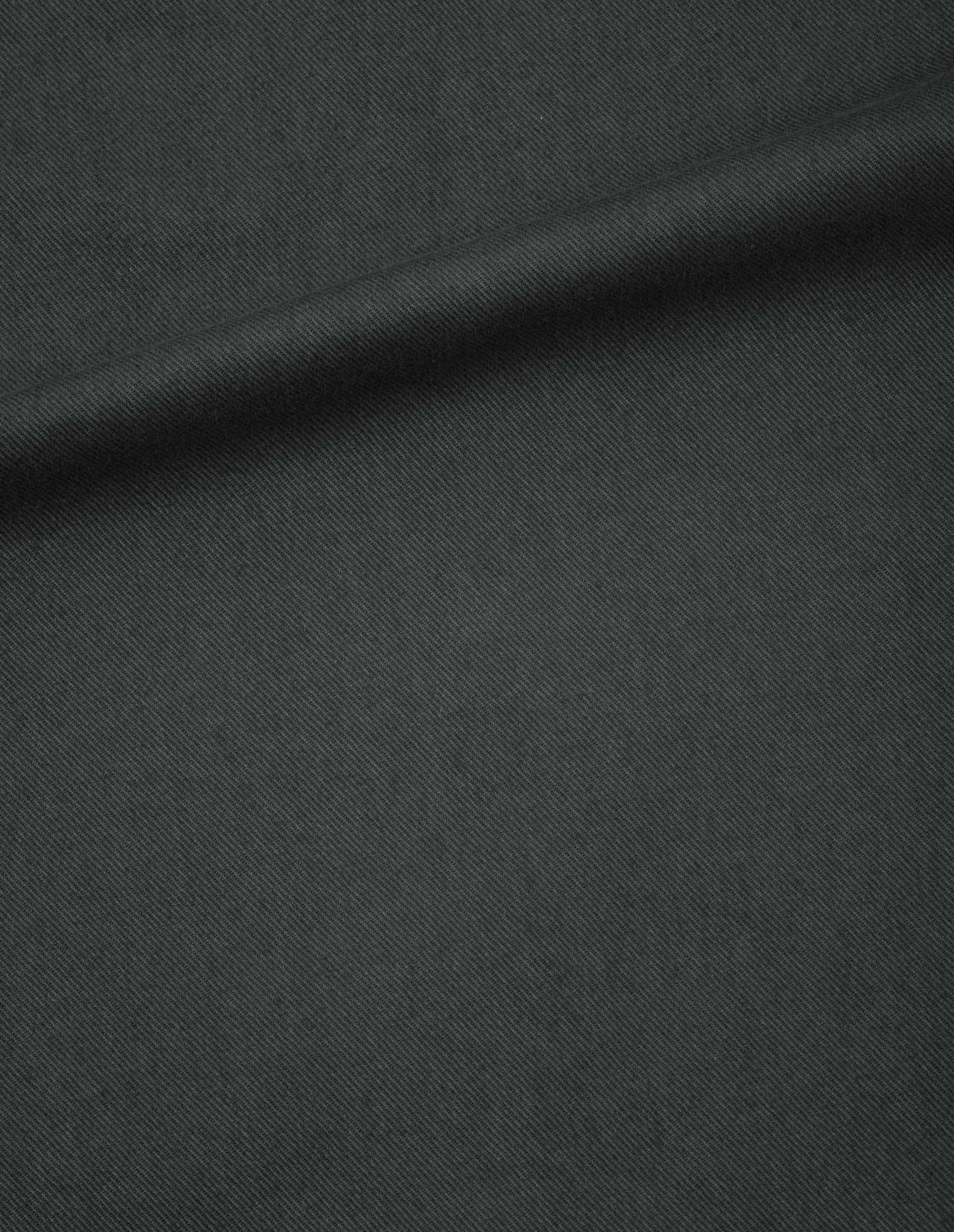 Greyish green cotton high waisted single pleat trousers, fabric swatch.