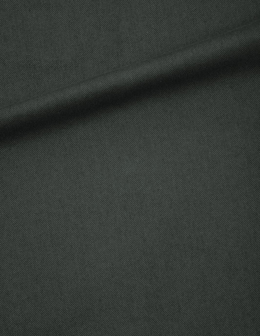 Greyish green cotton high waisted single pleat trousers, fabric swatch.
