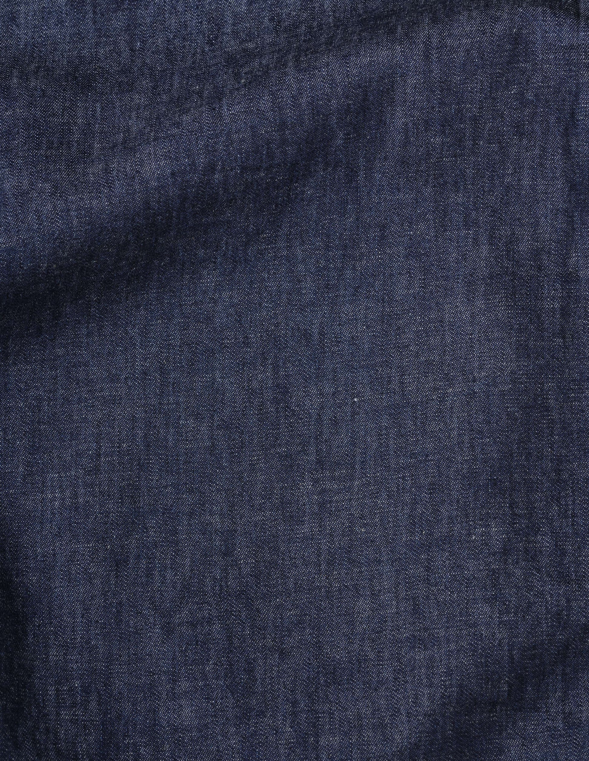 Blue Japanese cotton linen denim simple shirt, fabric swatch.