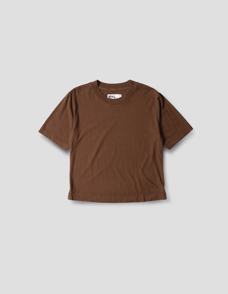 トップス MARGARET HOWELL COTTON LINEN I SHIRTS Chestnut cotton linen jersey Simple T Shirt | MHL. by Margaret Howell