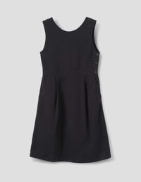 MHL. SLEEVELESS PINAFORE DRESS | COTTON TENCEL DRILL | BLACK