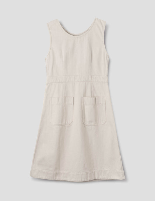 MHL. SLEEVELESS PINAFORE DRESS | FADED COTTON DRILL | CHALK