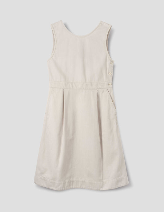 MHL. SLEEVELESS PINAFORE DRESS | FADED COTTON DRILL | CHALK
