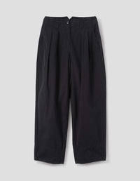 MHL. STITCH PLEAT TROUSERS | CRISP COTTON POPLIN | BLACK