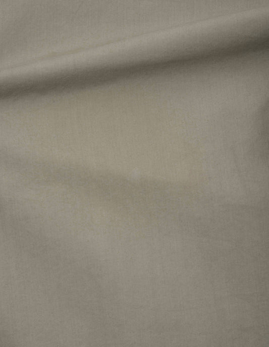 Greyish brown crisp cotton poplin stitch pleat trouser, fabric swatch.