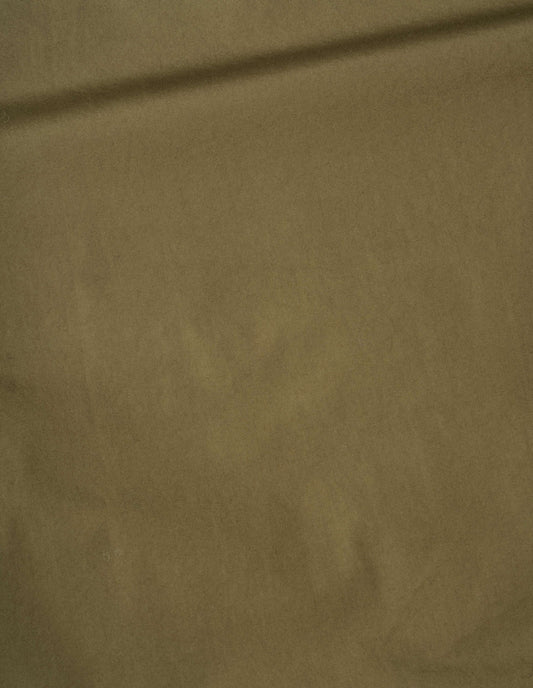 Brownish green compact cotton poplin swing shirt, fabric swatch.