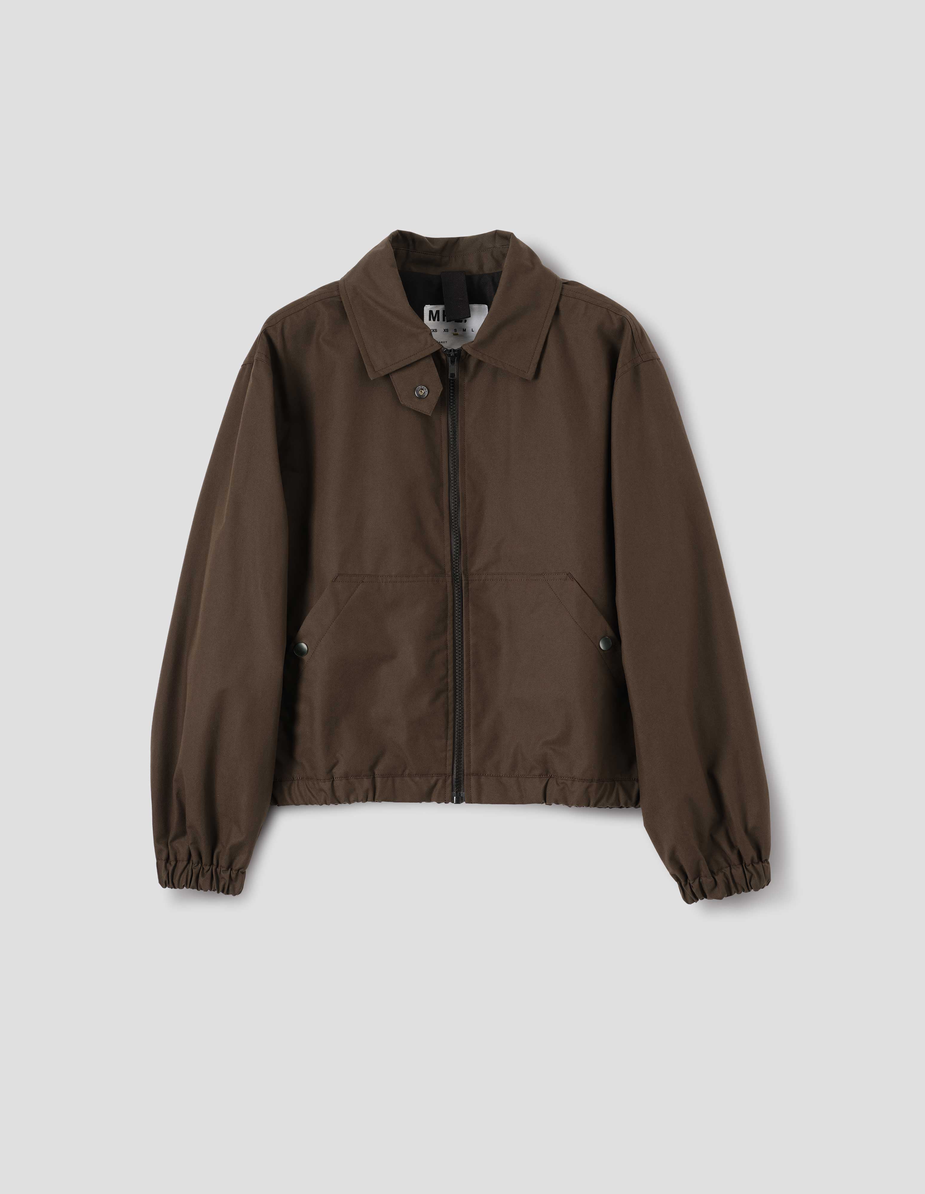 Cocoa washed cotton canvas Zip Through Jacket | MHL. by Margaret