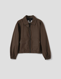 MHL. ZIP THROUGH JACKET | WASHED COTTON CANVAS | COCOA