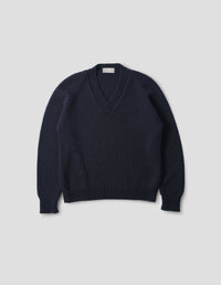 OVERSIZE V NECK JUMPER | SOFT CASHMERE WOOL | NAVY