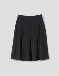PANEL PLEATED SKIRT | MUTED WOOL FLANNEL STRIPE | BLACK / CHARCOAL