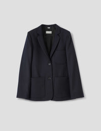 PATCH POCKET CARDIGAN JACKET | BRUSHED WOOL TWILL | NAVY
