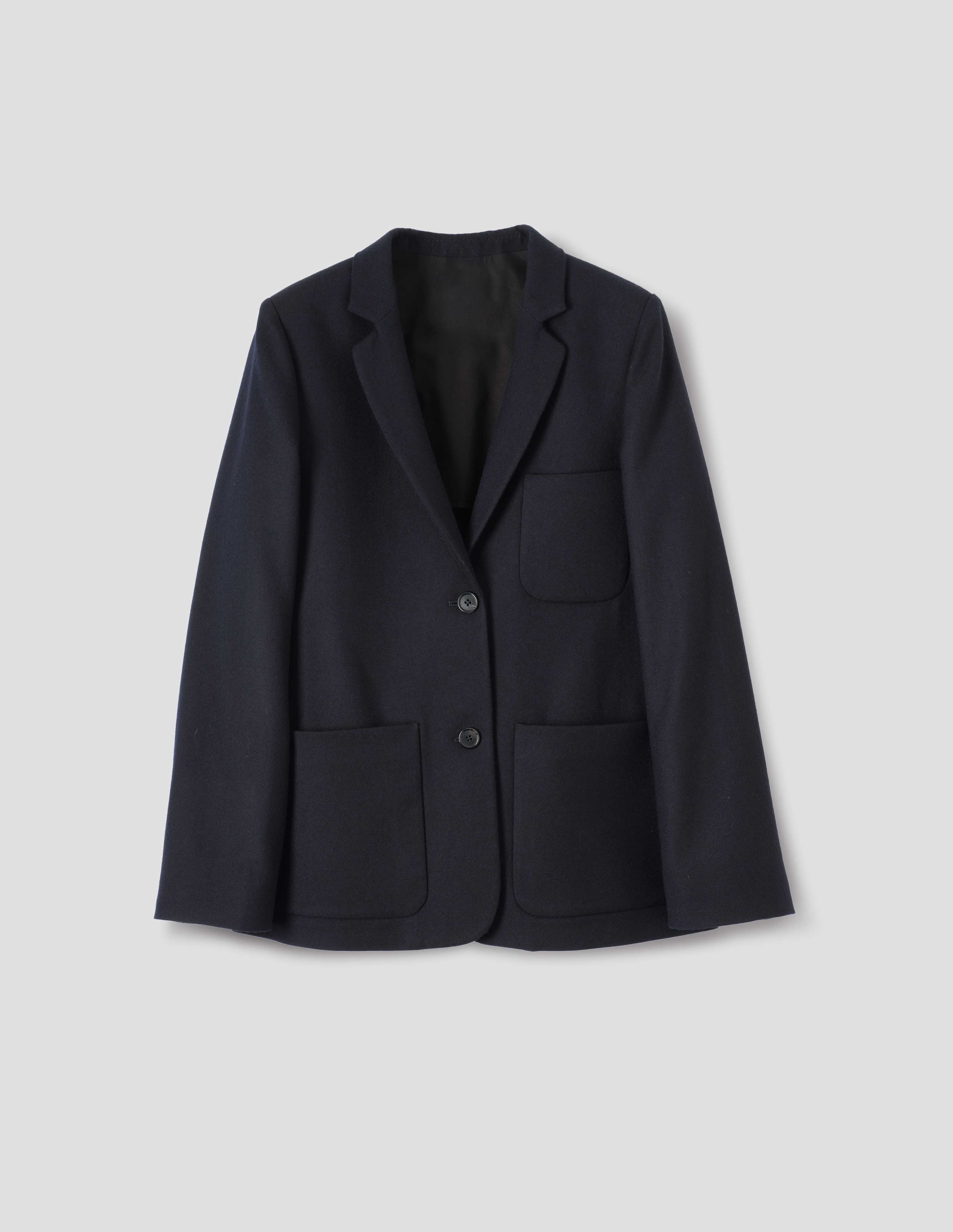 Navy wool twill Patch Pocket Cardigan Jacket | Margaret Howell