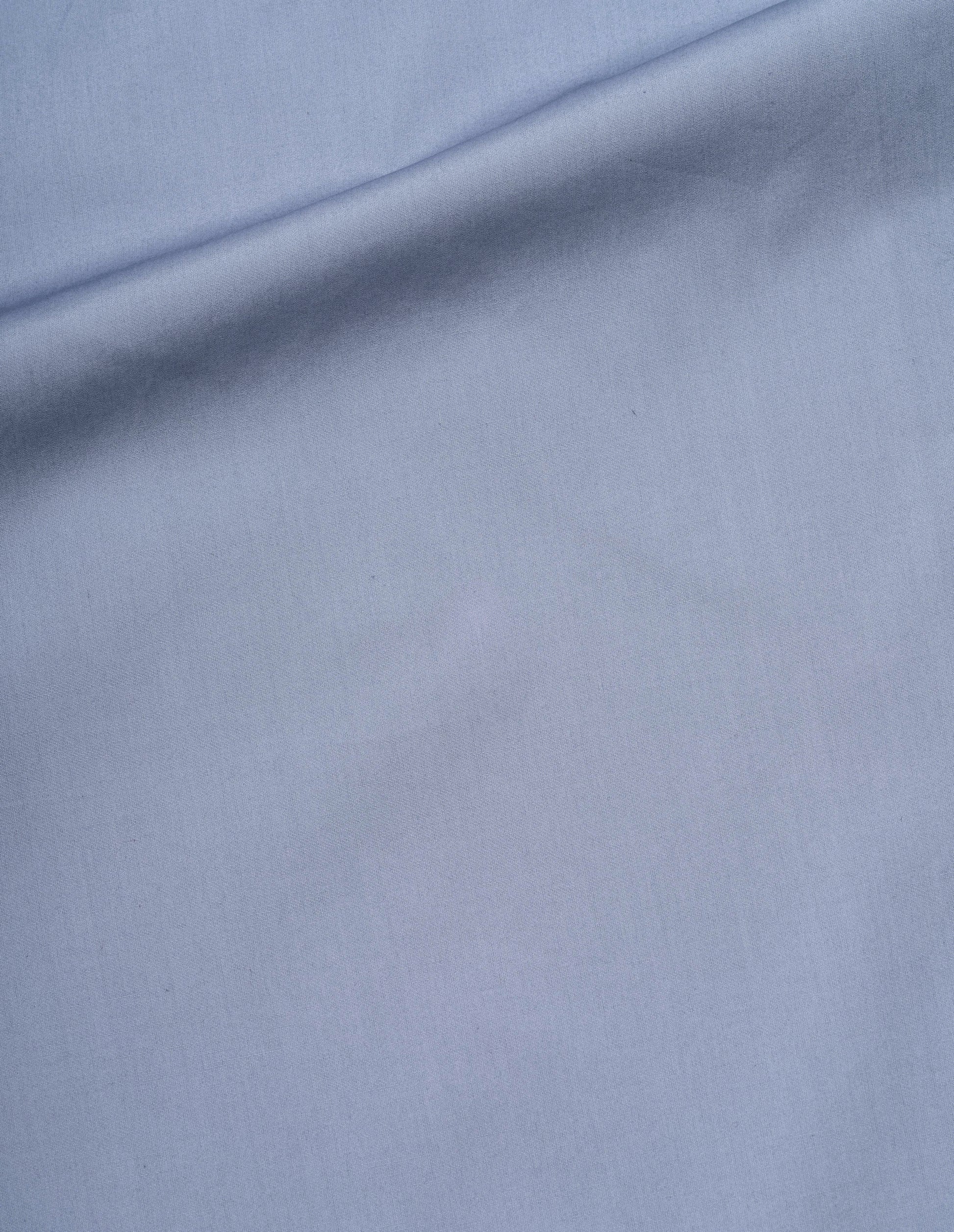 Blue double twist cotton poplin shirt fabric swatch.