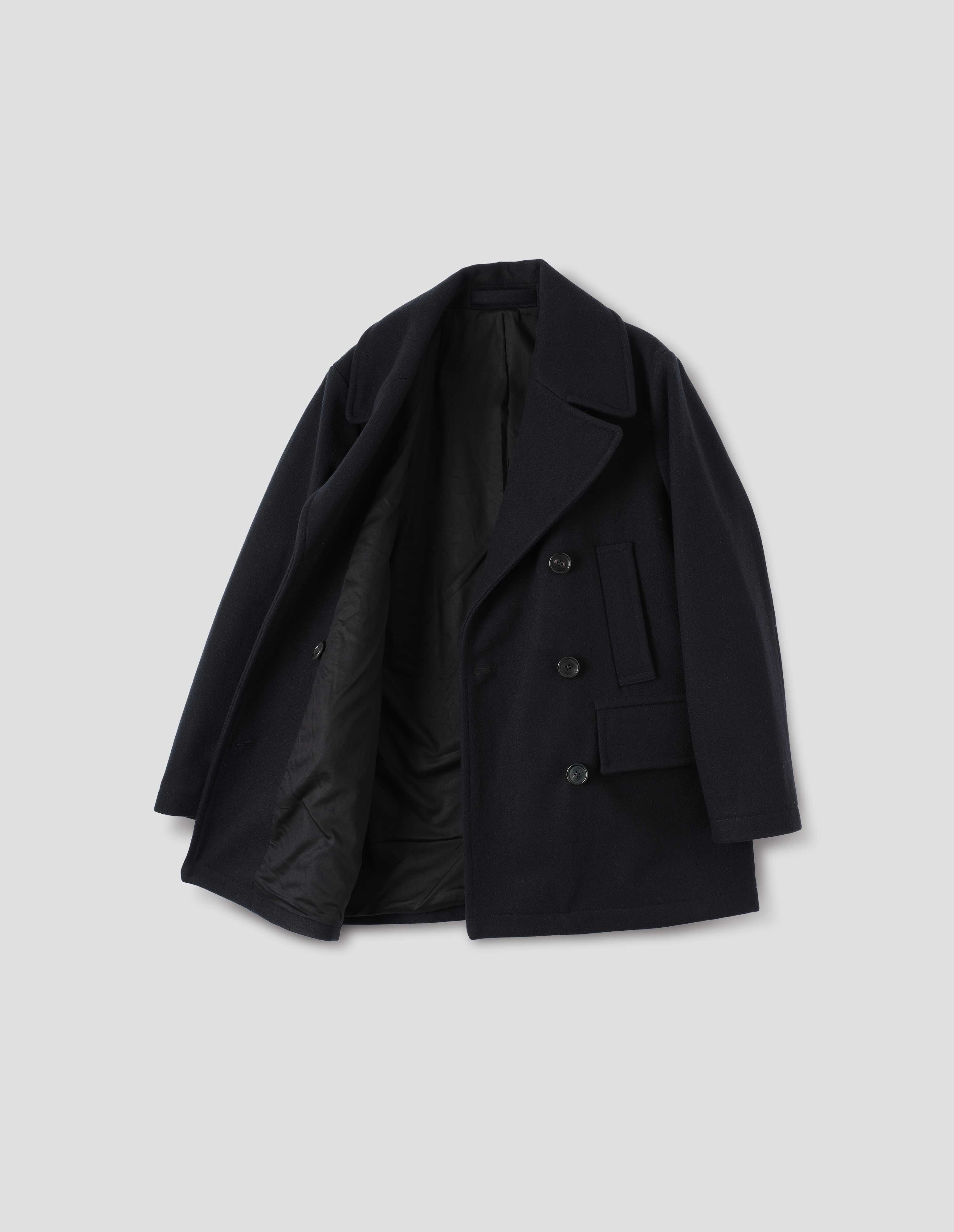 Navy felted wool melton Reefer Coat | Margaret Howell