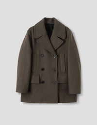 REEFER COAT | FIRM WOOL MELTON | KHAKI