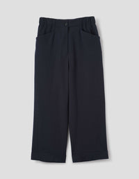 RELAXED CROP TROUSERS | BRUSHED FLUID WOOL TWILL | NAVY