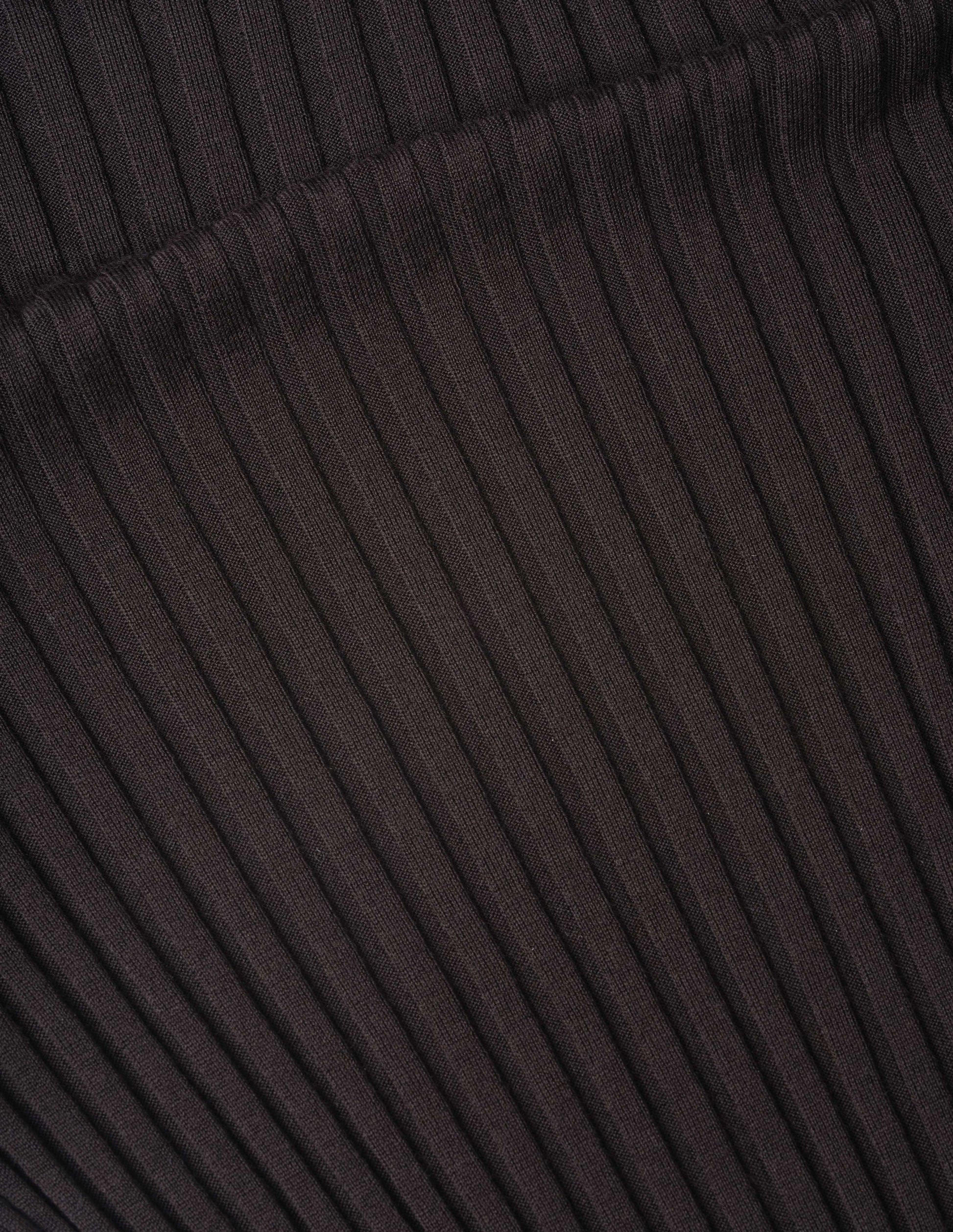 Dark brown fine merino top fabric swatch.