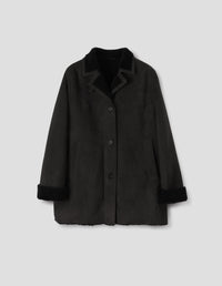 SHEEPSKIN CAR COAT | CURLY MERINO SHEARLING | BLACK