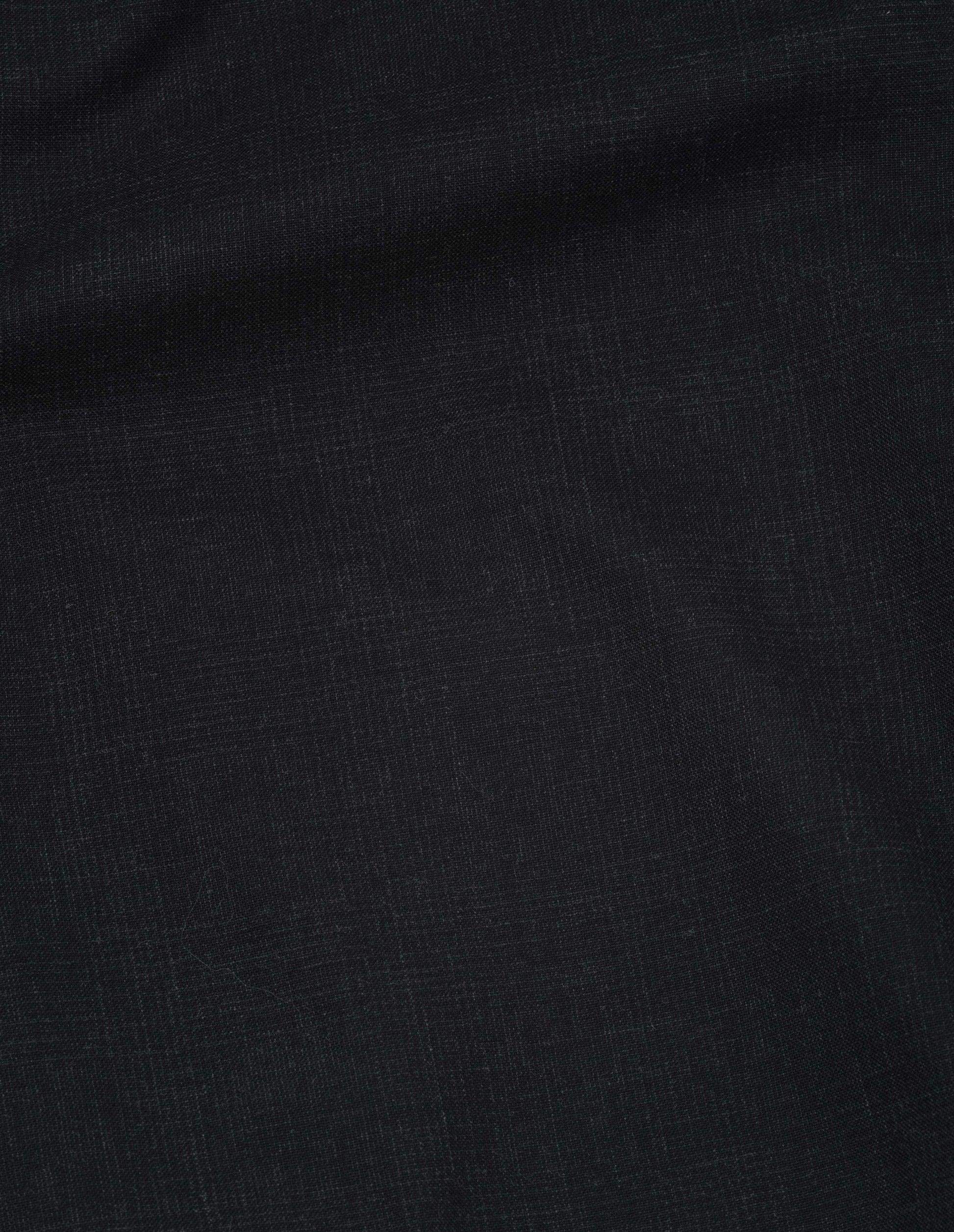 Dark grey muted wool check blazer fabric swatch.