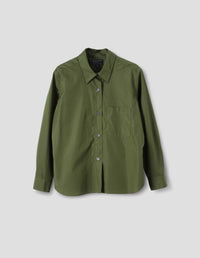 SIMPLE SHIRT | DOUBLE TWIST COTTON POPLIN | LEAF GREEN