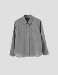 SIMPLE SHIRT | FINE COTTON PINSTRIPE | CHARCOAL / BLACK