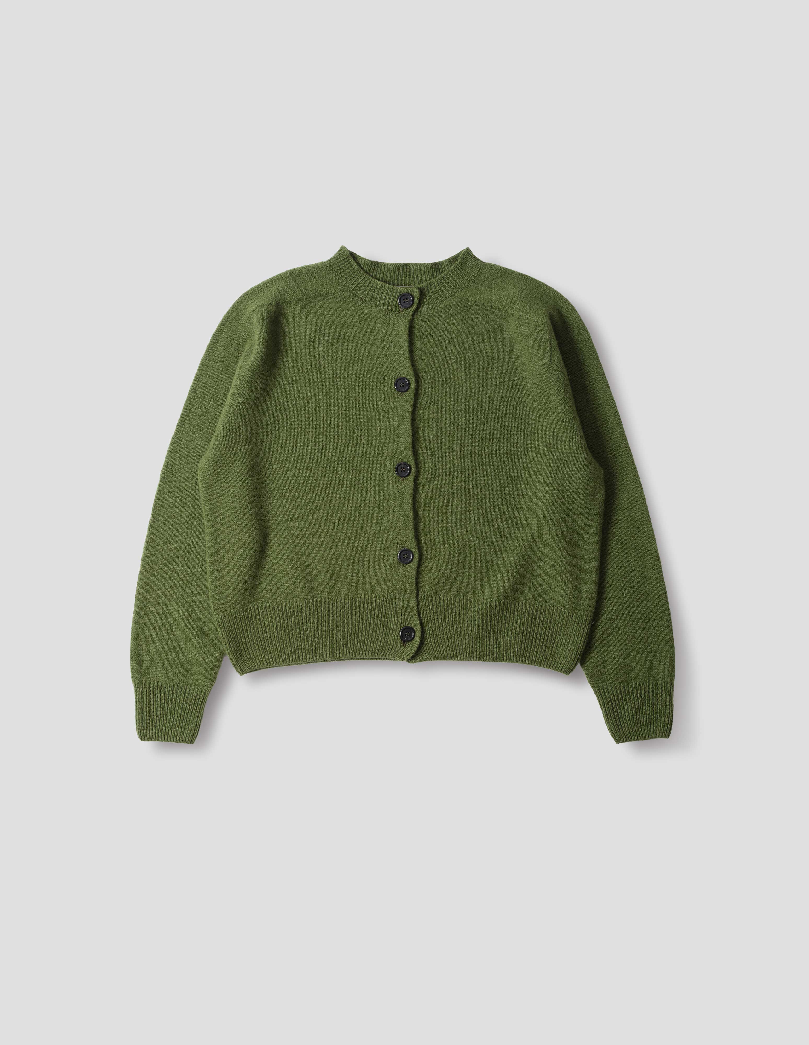 Wheatgrass merino cashmere Small Crew Neck Cardigan | Margaret Howell