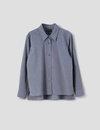 STEPPED HEM SHIRT | FINE COTTON END ON END | NAVY