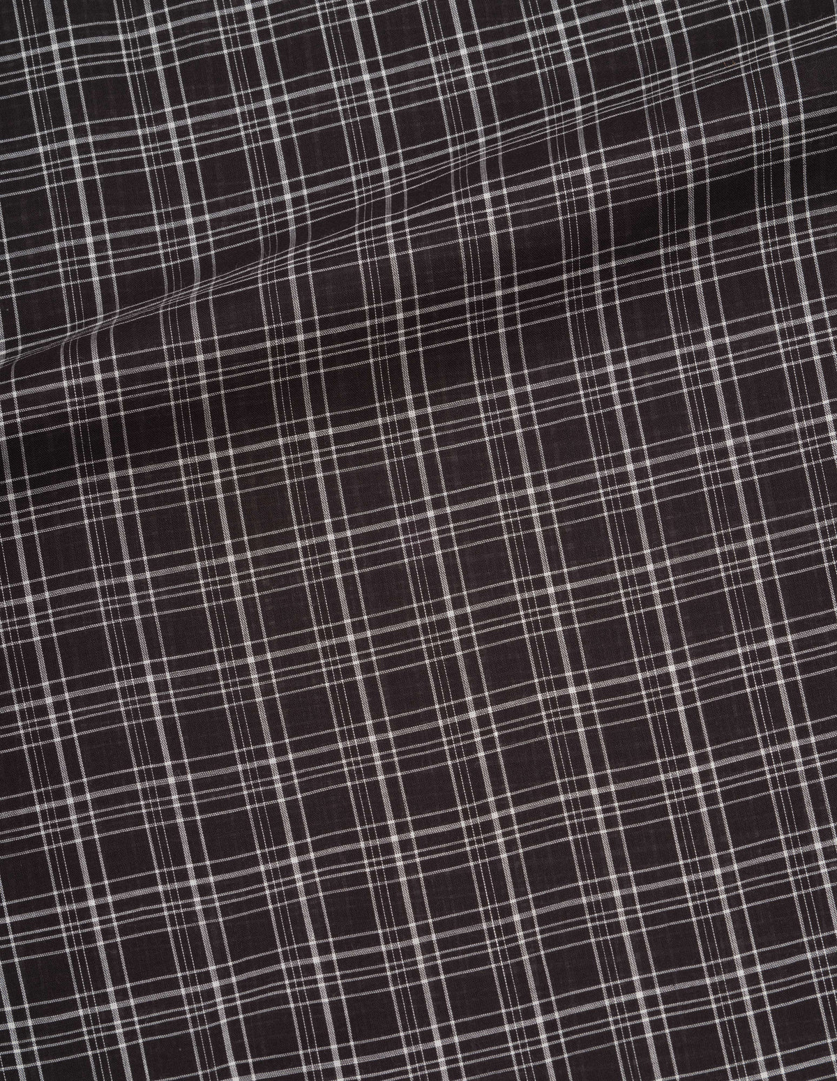 Black and white japanese soft cotton check shirt, fabric swatch.