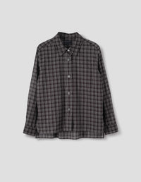 STEPPED HEM SHIRT | JAPANESE SOFT COTTON CHECK | BLACK / WHITE
