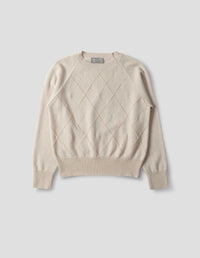 TEXTURED ARGYLE JUMPER | MERINO CASHMERE | NATURAL