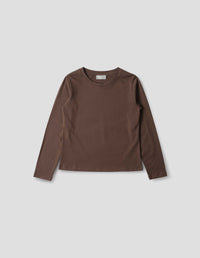 WIDE NECK LONG SLEEVE T SHIRT | COTTON JERSEY | EBONY