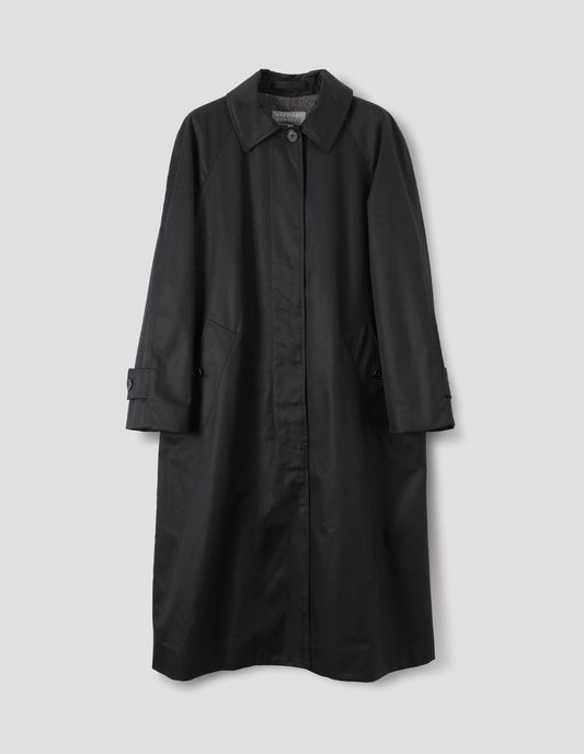WOOL LINED RAGLAN MAC | SHOWERPROOF COTTON DRILL | BLACK