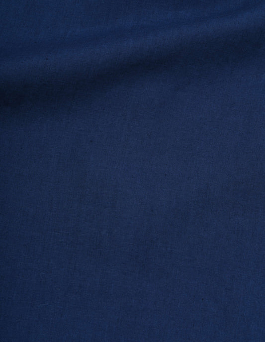 Blue dress shirting linen fabric swatch.