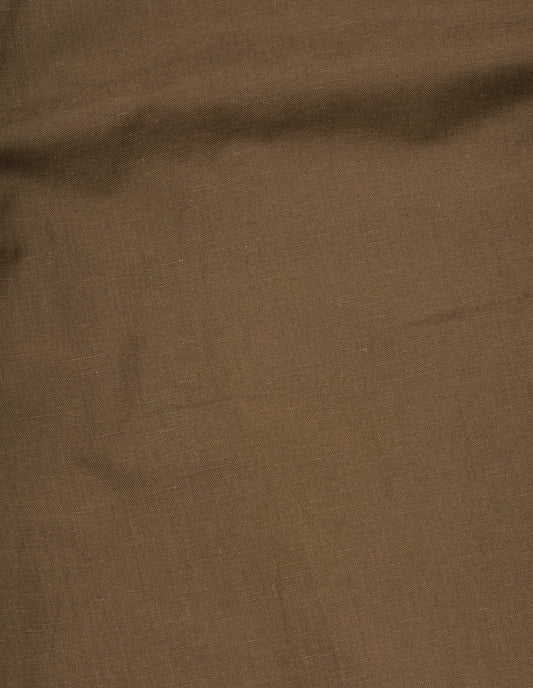 Brown blazer yarn dyed wool linen fabric swatch.