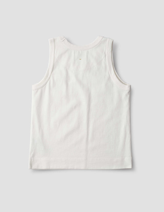 White vest, back flat lay view.