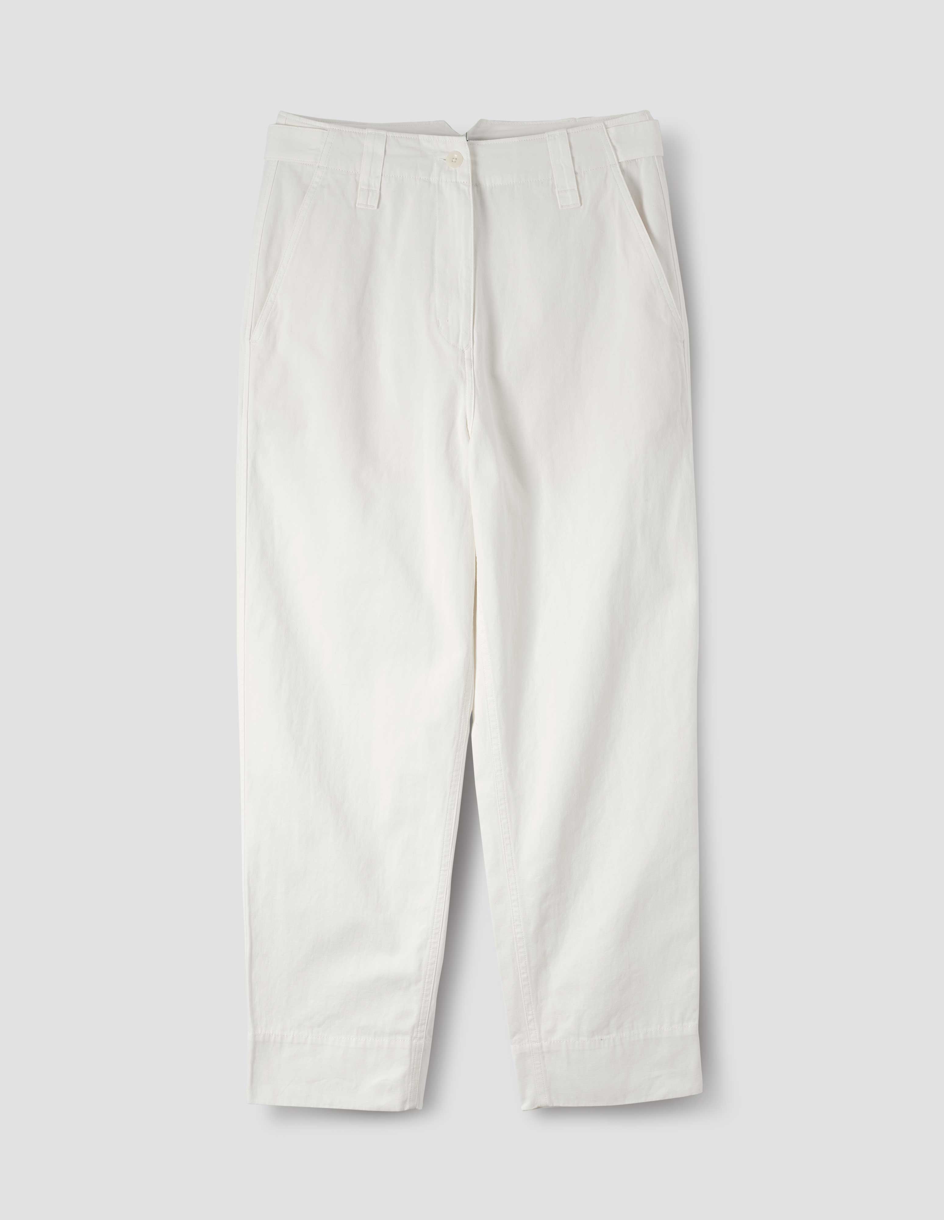 Off white cotton Tapered Flat Front Trousers | MHL. by Margaret Howell