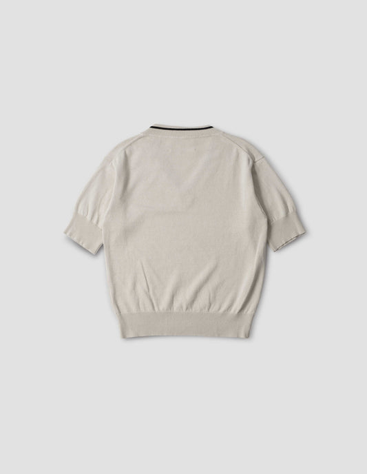 MHL. TIPPED V NECK T SHIRT | HEMP COTTON | CHALK
