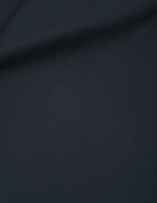 Dark blue trousers cotton linen twill fabric swatch.